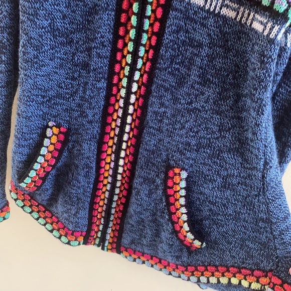 Blue , multi color patterned sweater - Picture 3 of 3